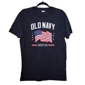 Old Navy Mens Graphic Tee Size M Gray American Flag Patriotic Short Sleeve Shirt